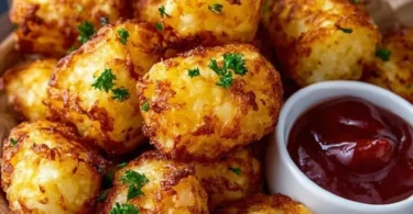 Delicious homemade Two Ingredient Cottage Cheese Tots served on a plate.