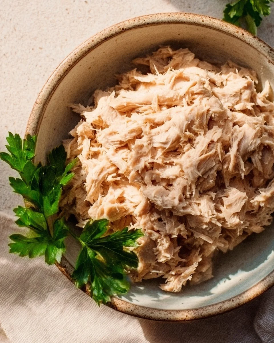 Vegan tuna salad made from plant-based ingredients in a bowl