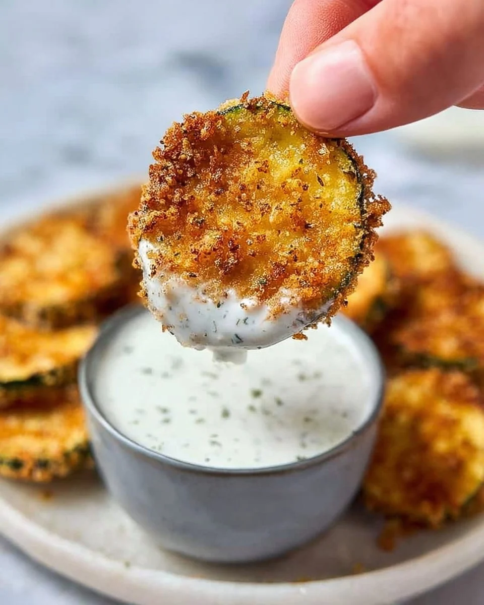Crispy air fryer zucchini chips ready to enjoy as a healthy snack