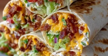 Delicious cheesy bacon ranch wraps served on a plate