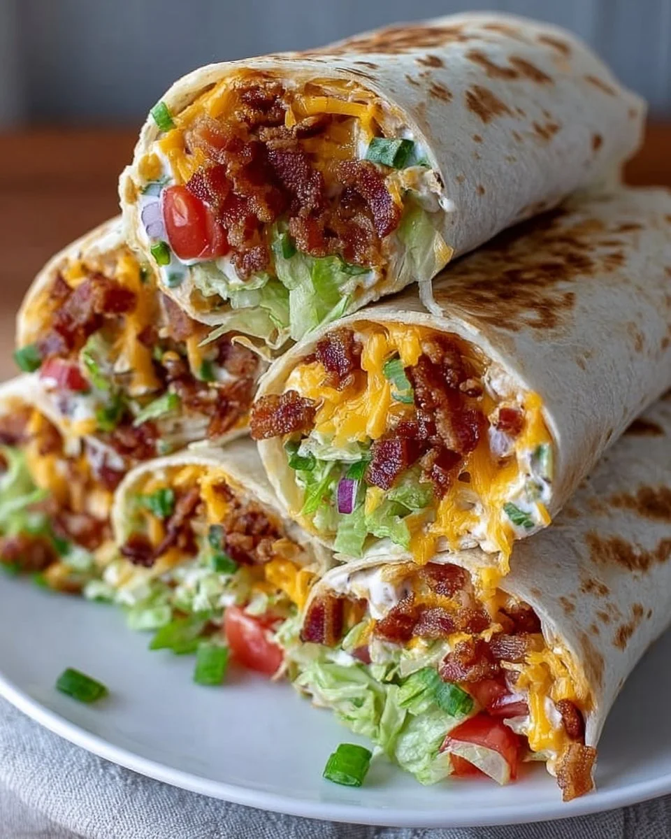 Delicious cheesy bacon ranch wraps served on a plate