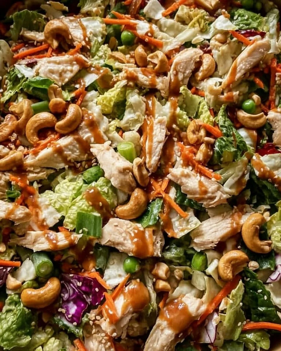 Fresh Chicken Cashew Crunch Salad with vibrant vegetables and crunchy cashews