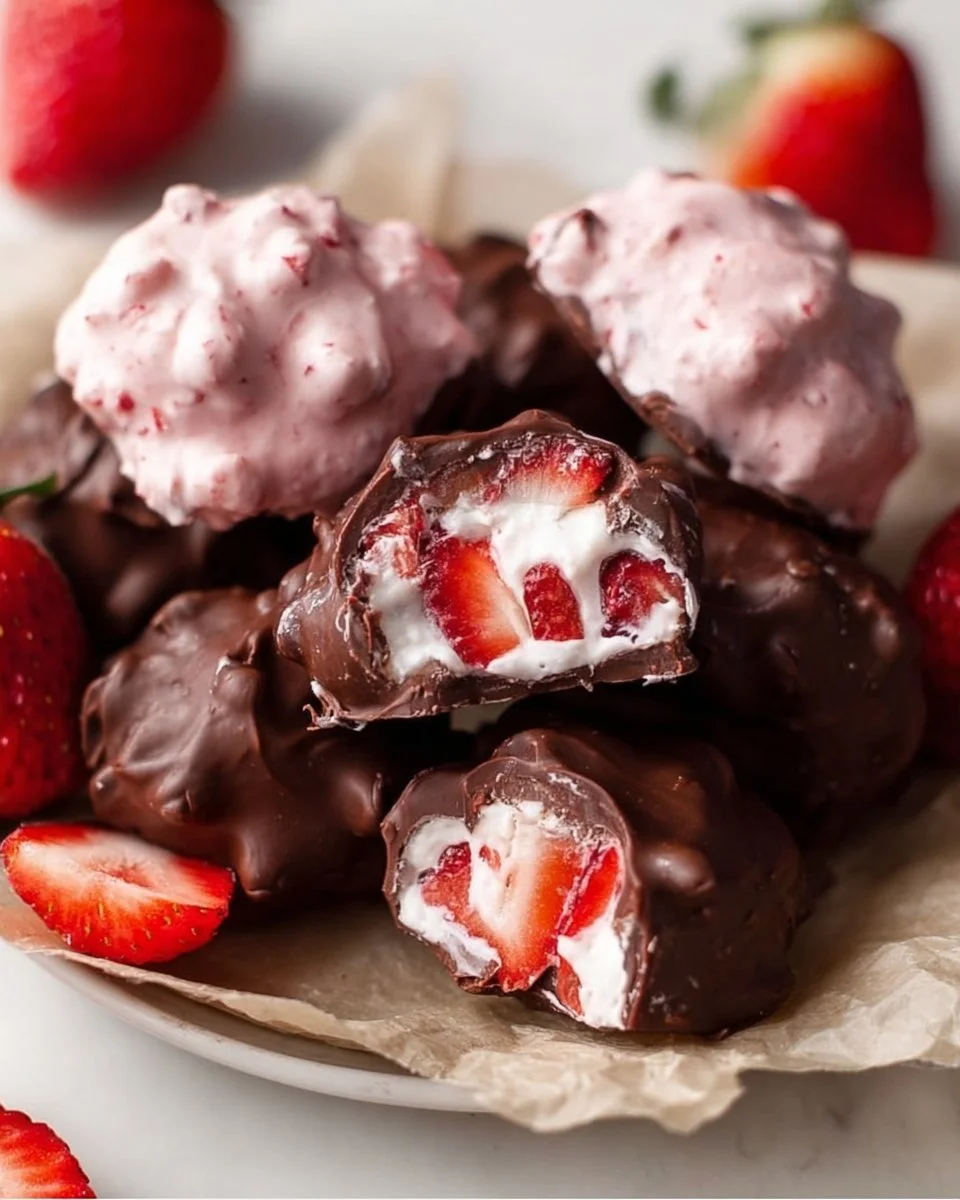 Delicious Chocolate Strawberry Yogurt Clusters ready to enjoy