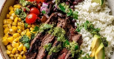 Cilantro lime steak bowls with fresh ingredients and vibrant flavors