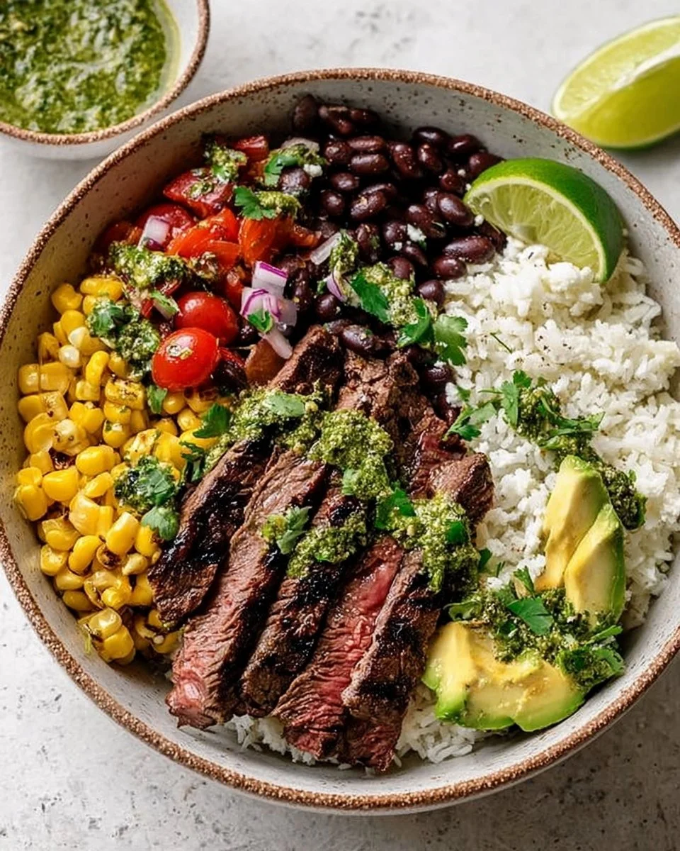 Cilantro lime steak bowls with fresh ingredients and vibrant flavors