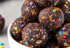 Healthy and gluten-free Cosmic Brownie Bites on a plate.