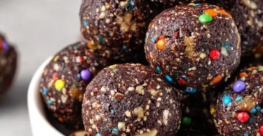 Healthy and gluten-free Cosmic Brownie Bites on a plate.