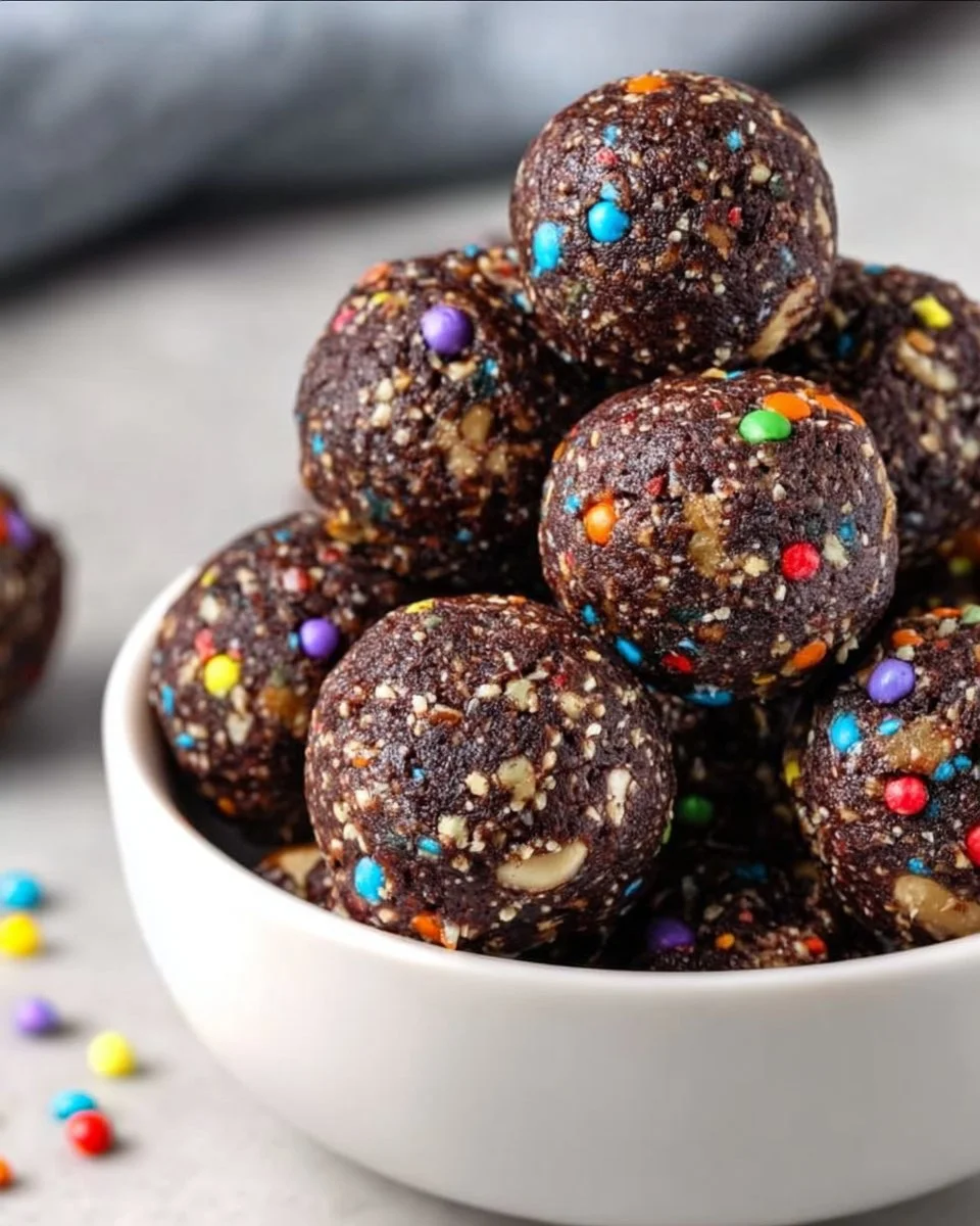 Healthy and gluten-free Cosmic Brownie Bites on a plate.