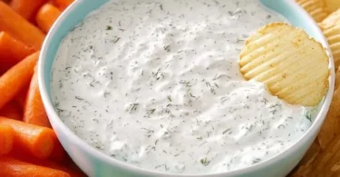 Healthy Cottage Cheese Ranch Dip served in a bowl with fresh vegetables