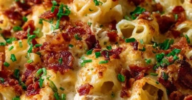 Delicious Crazy Good Casserole topped with cheese and herbs