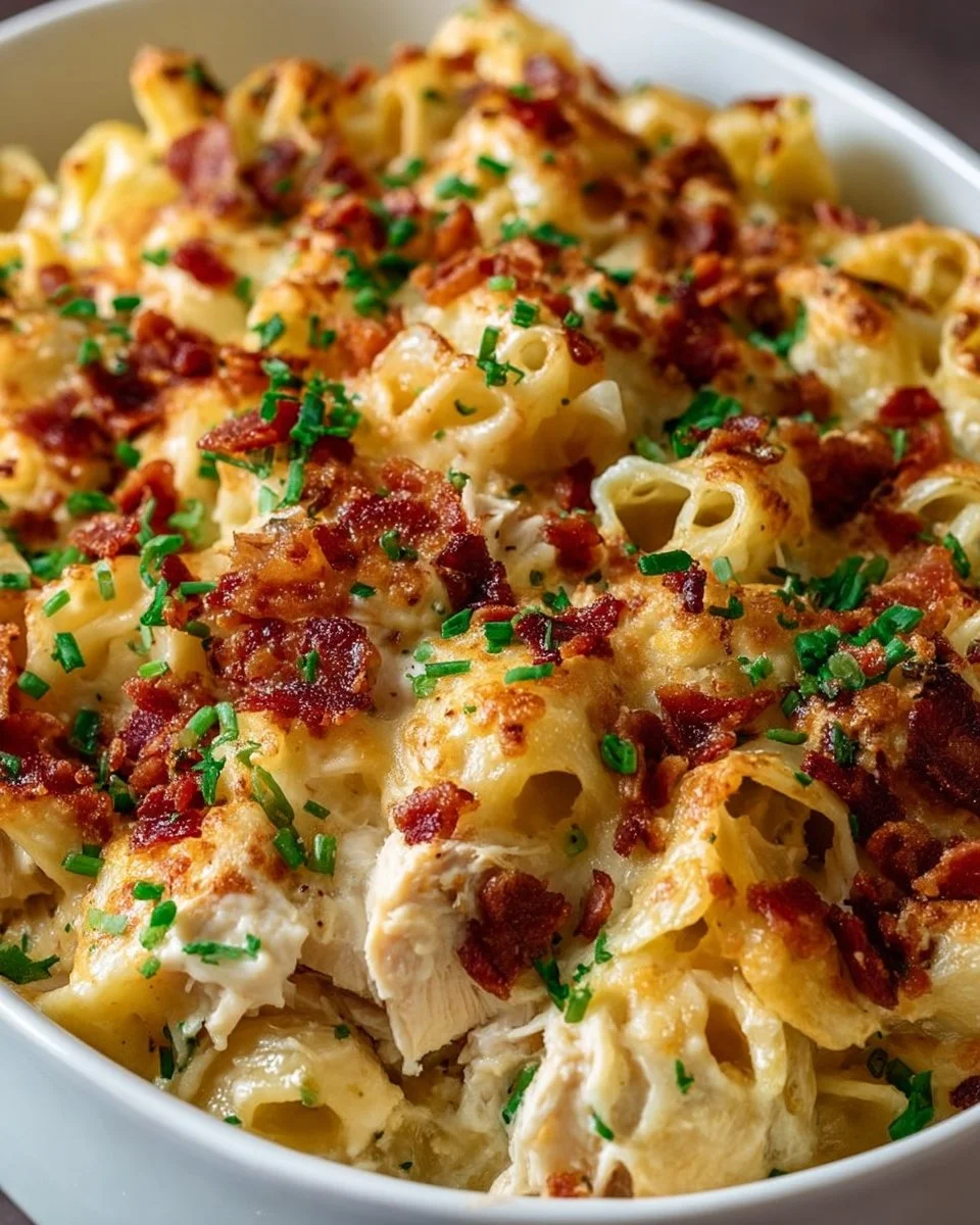 Delicious Crazy Good Casserole topped with cheese and herbs