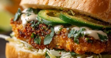 Crispy Cilantro Lime Chicken Sandwich, air-fried or oven-baked, served with fresh toppings