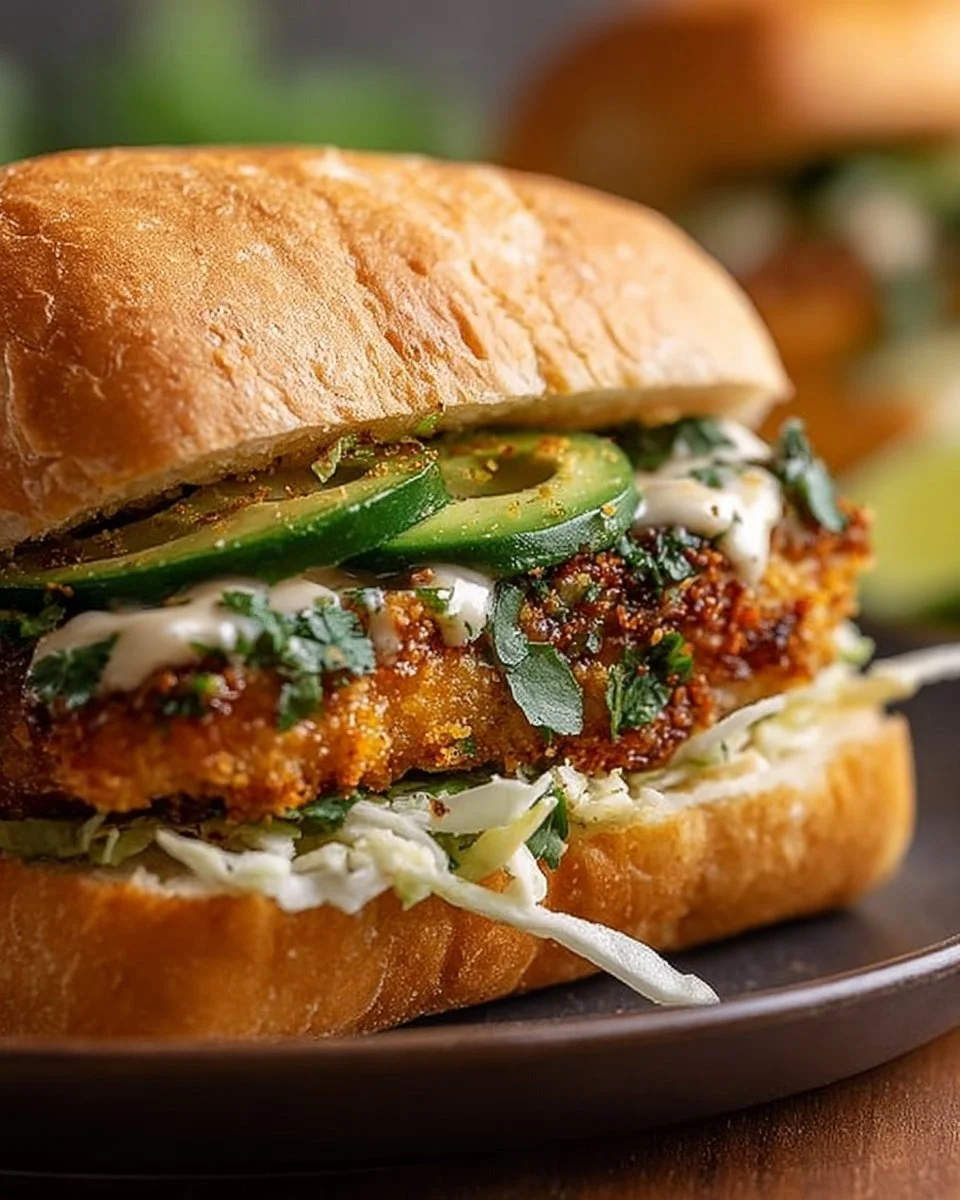 Crispy Cilantro Lime Chicken Sandwich (Air-Fried or Oven Baked)