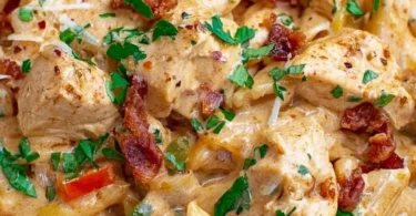 Crock Pot Creamy Cajun Chicken Pasta in a bowl for a delicious dinner option.
