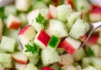 Fresh Cucumber Apple Salad with cucumbers and apples in a bowl