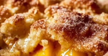 Delicious easy peach cobbler made with canned peaches.