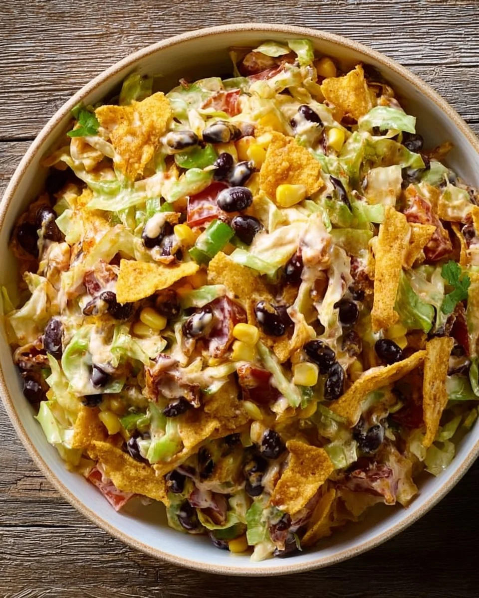 Delicious Frito Cowboy Cabbage served in a bowl with toppings