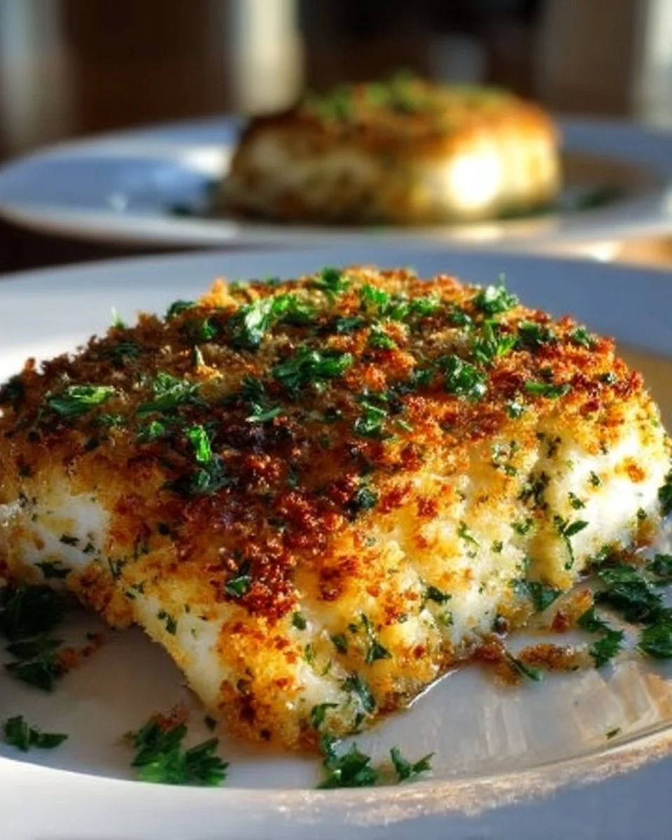Garlic Parmesan Crusted Halibut