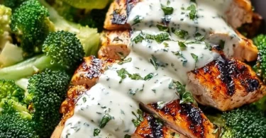 Grilled chicken served in a bowl with fresh broccoli and seasonings