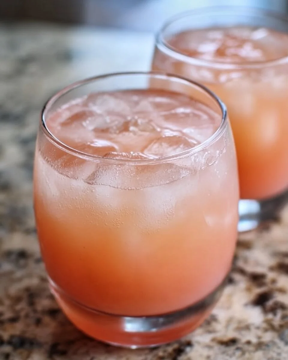 Iced Guava White Tea Lemonade in a clear glass with lemon slices
