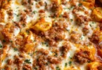 Delicious Beefy Tortellini Bake served in a cozy setting