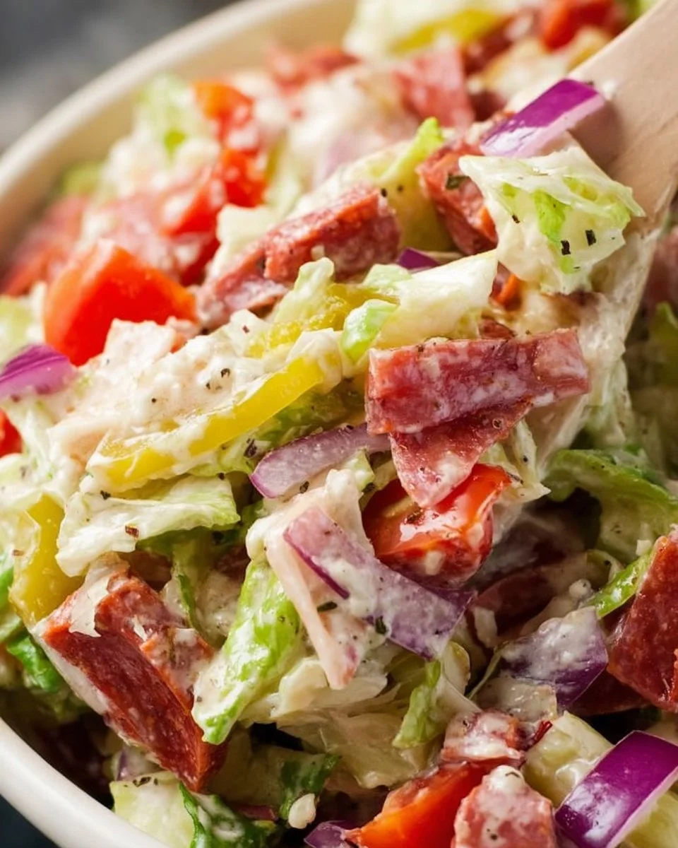 Italian Grinder Salad featuring fresh ingredients and vibrant flavors