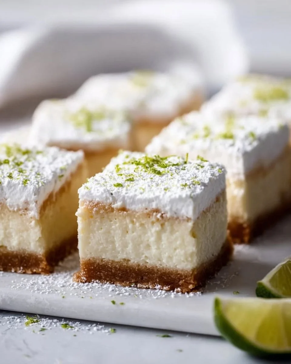 Delicious Key Lime Pie Bars with a graham cracker crust and creamy lime filling