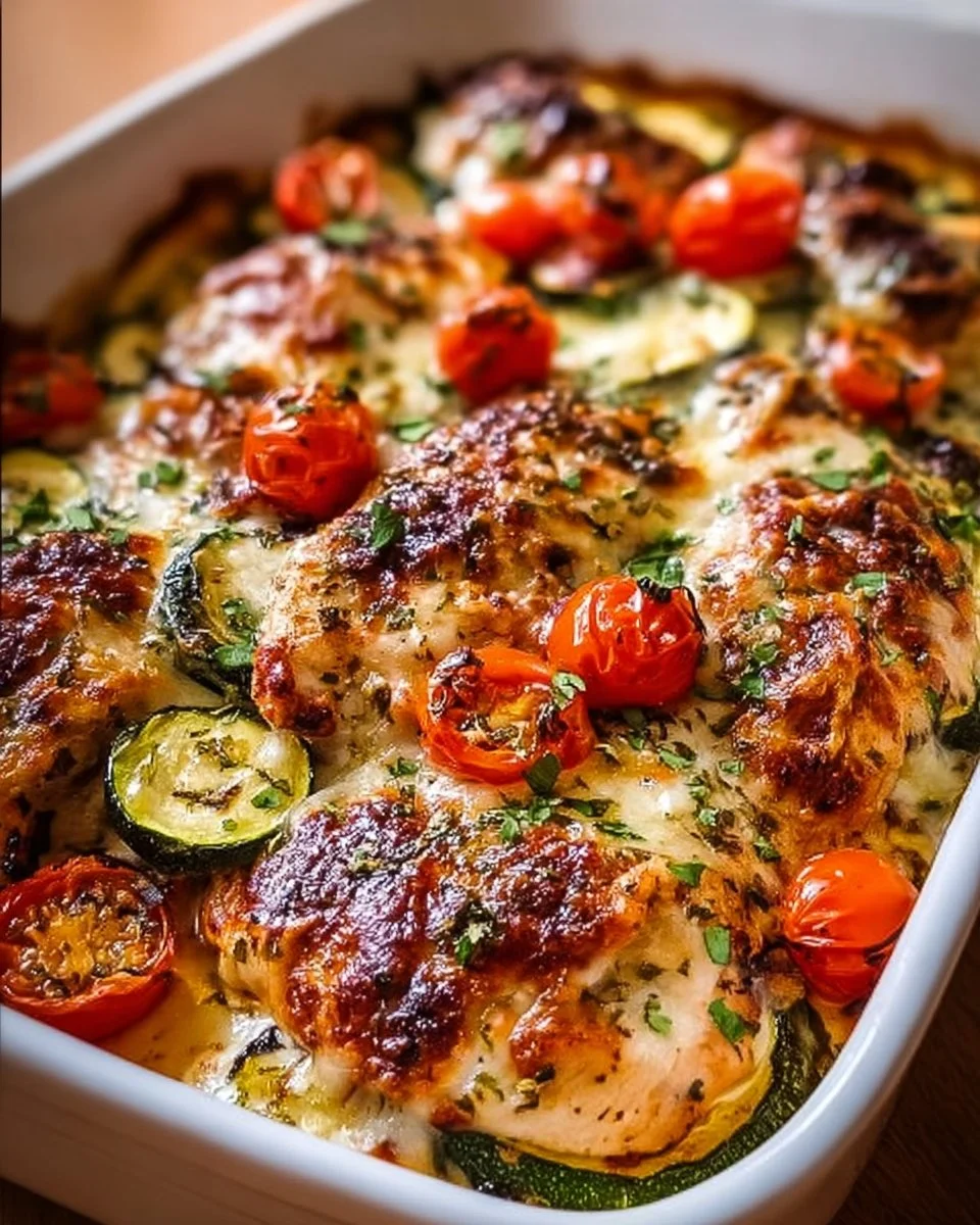 Mediterranean Chicken Zucchini Bake - a healthy and delicious dish