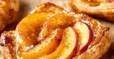 Mini peach and cream cheese tarts garnished with fresh peaches