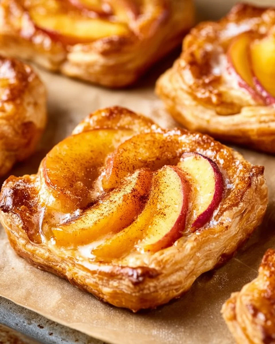Mini peach and cream cheese tarts garnished with fresh peaches