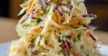 Bowl of Old Fashion Sauerkraut Salad with vegetables and dressing