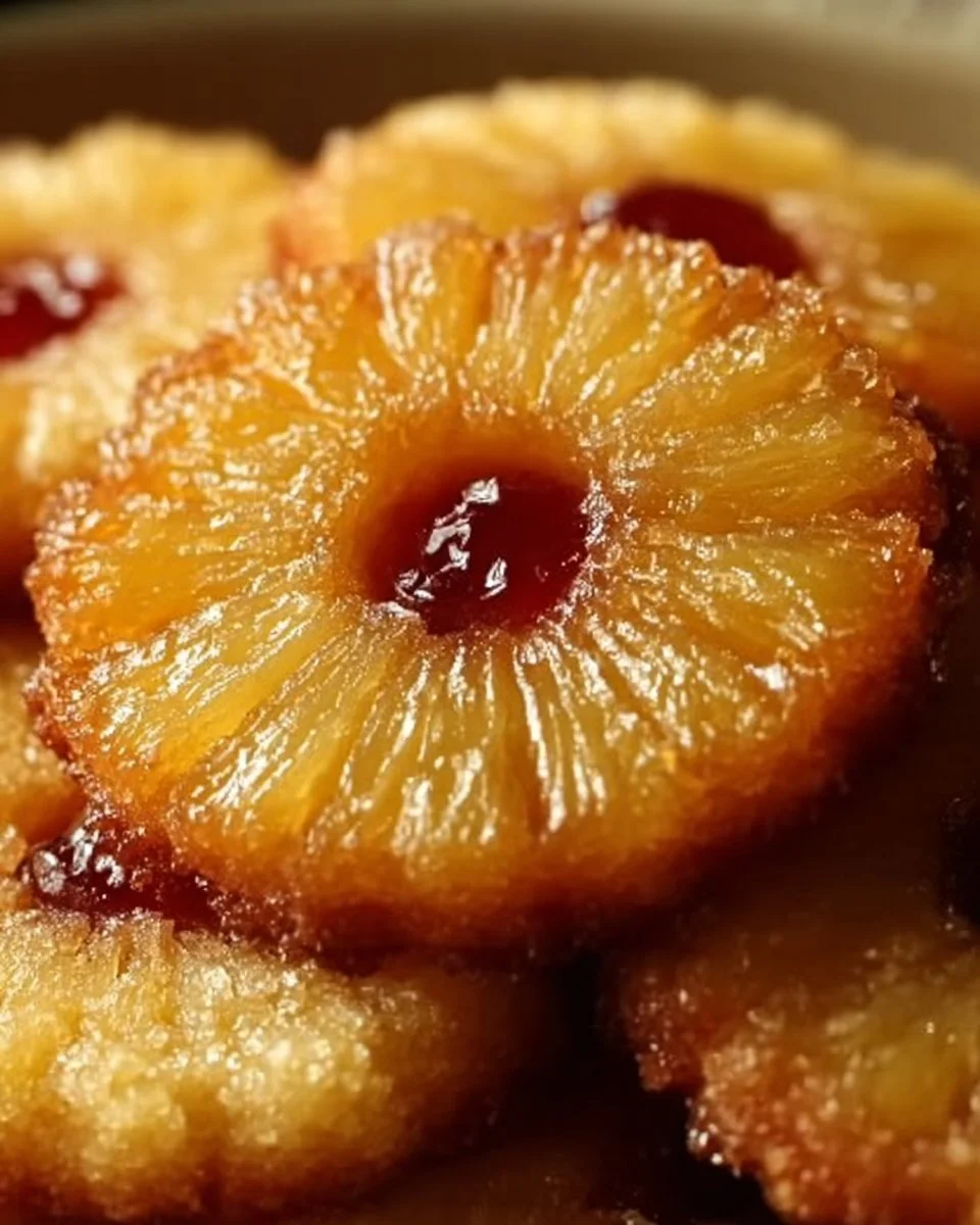 Pineapple upside down cookies with a vibrant topping and golden edges