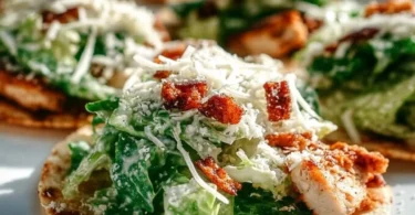Smash Chicken Caesar Tacos served with fresh ingredients and Caesar dressing