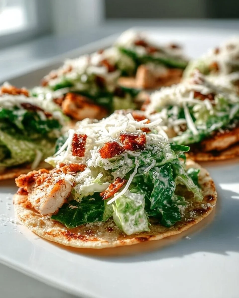 Smash Chicken Caesar Tacos