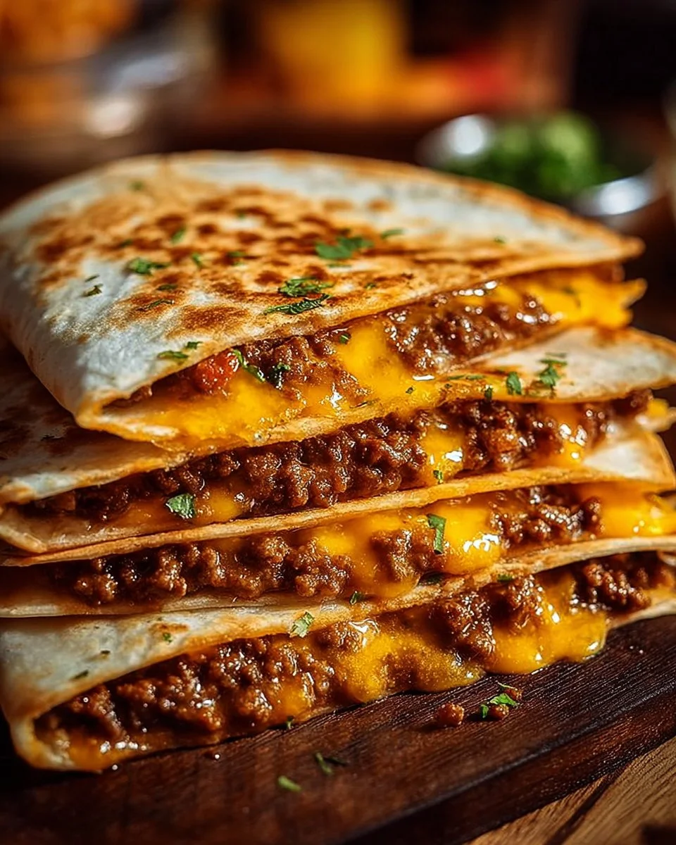 Delicious Smashburger Quesadillas filled with cheese and fresh ingredients