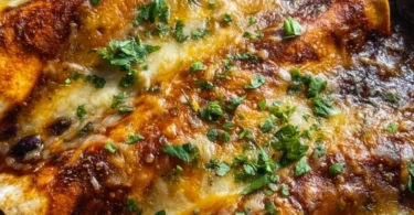 Delicious vegetarian black bean enchiladas topped with cheese and salsa