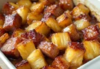 Delicious Brown Sugar Pineapple Ham Bake ready for serving