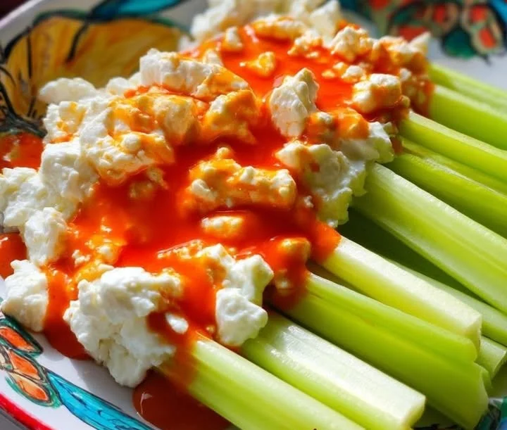 Buffalo Cottage Cheese Celery Sticks