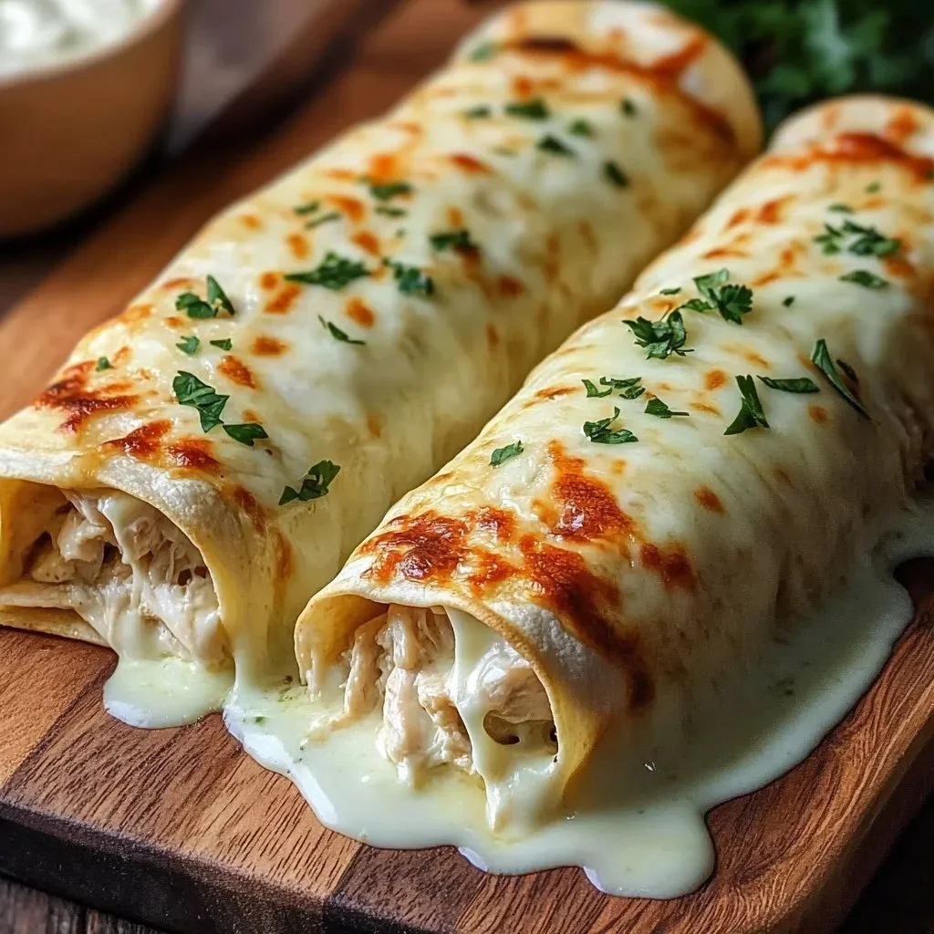 Delicious cheesy chicken wraps filled with tender chicken and melted cheese