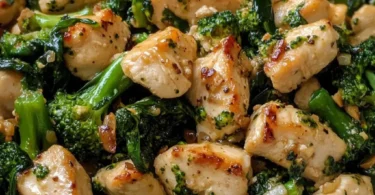 Plate of Chicken and Broccoli with Spinach and Parmesan