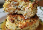 Delicious crab-stuffed cheddar biscuits ready for serving