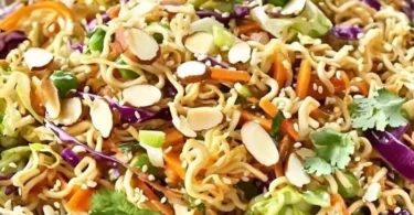 Crunchy Asian Ramen Noodle Salad with fresh veggies and savory dressing