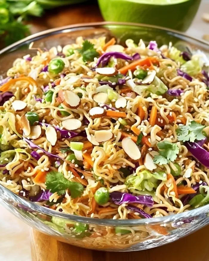Crunchy Asian Ramen Noodle Salad with fresh veggies and savory dressing