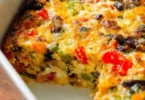 High-protein cottage cheese veggie bake served in a dish.