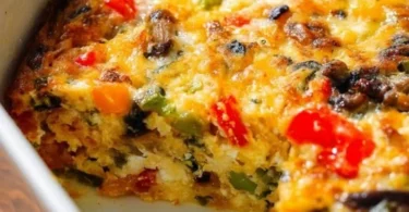 High-protein cottage cheese veggie bake served in a dish.