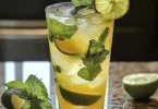 Refreshing Limoncello Mojito cocktail with mint and lemon garnish