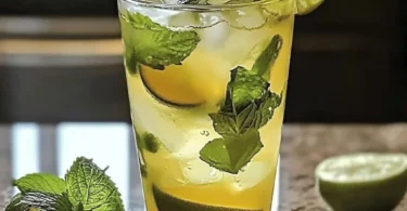 Refreshing Limoncello Mojito cocktail with mint and lemon garnish