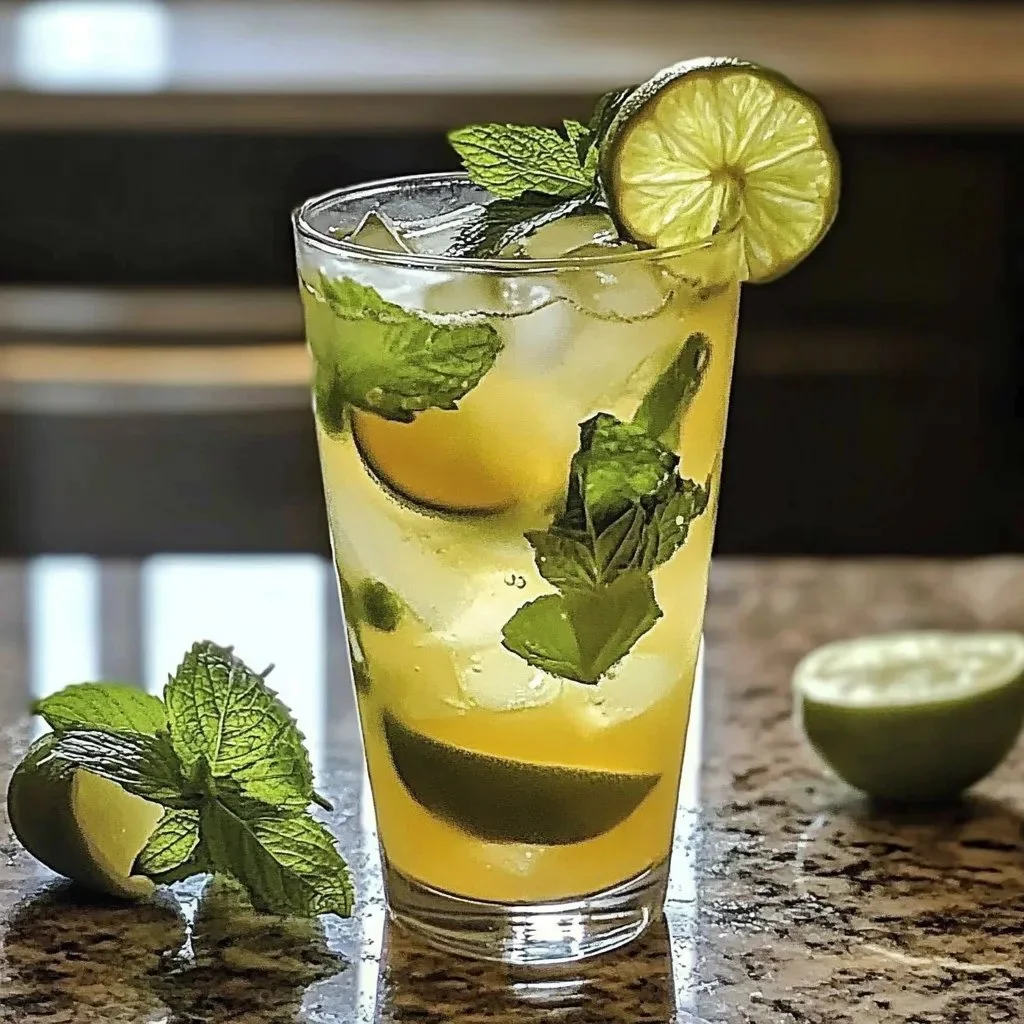 Refreshing Limoncello Mojito cocktail with mint and lemon garnish