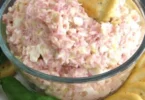 Bowl of Old-Fashioned Bologna Salad with colorful vegetables