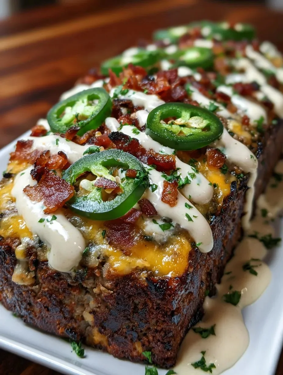 Smoky Jalapeno Popper Meatloaf with Creamy Ranch Drizzle